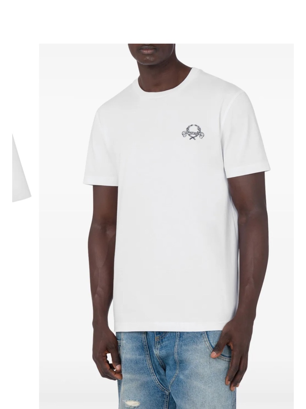 Unisex 100% authentic Moschino White Crewneck T-Shirt with Chest Logo